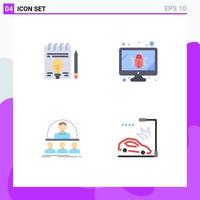 4 Flat Icon concept for Websites Mobile and Apps business coach pen screen instructor Editable Vector Design Elements