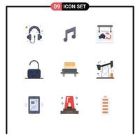 9 Thematic Vector Flat Colors and Editable Symbols of unlock off music control guide Editable Vector Design Elements