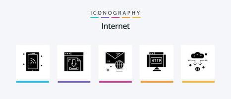 Internet Glyph 5 Icon Pack Including connect. link. account. internet. domain. Creative Icons Design vector