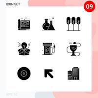 9 User Interface Solid Glyph Pack of modern Signs and Symbols of ecology big idea science process trees Editable Vector Design Elements