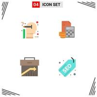 Editable Vector Line Pack of 4 Simple Flat Icons of creative savings scale accumulation coins Editable Vector Design Elements