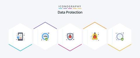 Paquete de 25 iconos planos de protección de datos que incluye . seguridad. seguridad. proteccion. notificación vector