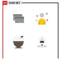 4 Universal Flat Icons Set for Web and Mobile Applications creditcard person cards money colouring Editable Vector Design Elements