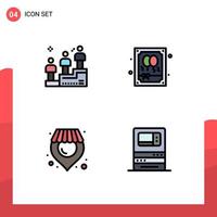 Set of 4 Modern UI Icons Symbols Signs for leaderboard shop man night atm Editable Vector Design Elements