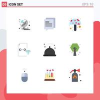 9 User Interface Flat Color Pack of modern Signs and Symbols of menu file food document develop Editable Vector Design Elements