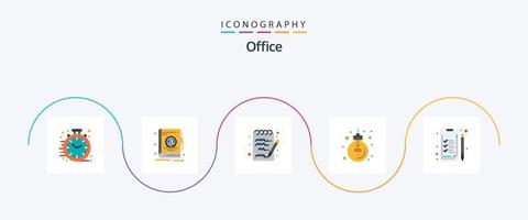 paquete de iconos de oficina plana 5 que incluye trabajo. analítica. nota. oficina. lámpara vector