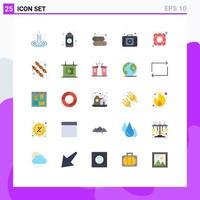 User Interface Pack of 25 Basic Flat Colors of saver help cabin kit aid Editable Vector Design Elements