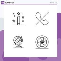 Universal Icon Symbols Group of 4 Modern Filledline Flat Colors of coding earth magic deny globe Editable Vector Design Elements