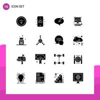 16 Thematic Vector Solid Glyphs and Editable Symbols of aroma software chat screen pencile Editable Vector Design Elements