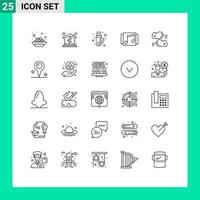 Concepto de 25 líneas para sitios web, móviles y aplicaciones, canciones de prueba, elementos de diseño de vectores editables de medios de canciones de firma