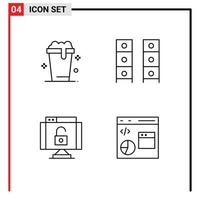 Universal Icon Symbols Group of 4 Modern Filledline Flat Colors of glass data cleaning interior protect Editable Vector Design Elements