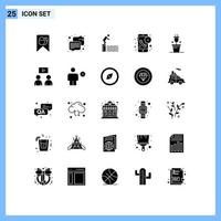 Pictogram Set of 25 Simple Solid Glyphs of plant time platform receiver duration Editable Vector Design Elements
