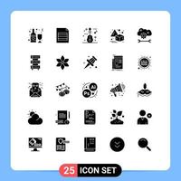 Pack of 25 Modern Solid Glyphs Signs and Symbols for Web Print Media such as cloud settings cloud preferences guitar cloud application service horizontal Editable Vector Design Elements