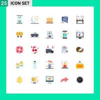 Modern Set of 25 Flat Colors and symbols such as idea device menu workplace desk Editable Vector Design Elements