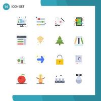 Mobile Interface Flat Color Set of 16 Pictograms of play menu preference grid mom Editable Pack of Creative Vector Design Elements