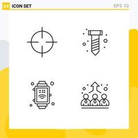 Set of 4 Commercial Filledline Flat Colors pack for oil internet of things symbols screw employee Editable Vector Design Elements