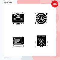 Set of Commercial Solid Glyphs pack for analysis technology fang ying badge Editable Vector Design Elements