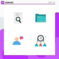 Pack of 4 creative Flat Icons of hr storage folder document chatting Editable Vector Design Elements