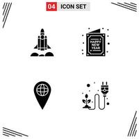 Pictogram Set of 4 Simple Solid Glyphs of unicorn startup geo startup happy location Editable Vector Design Elements