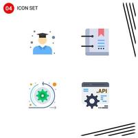 4 iconos planos universales establecidos para aplicaciones web y móviles educación ágil escuela favorita scrum elementos de diseño vectorial editables vector