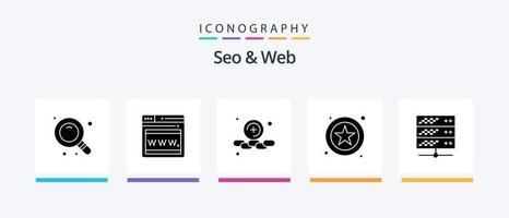 Seo and Web Glyph 5 Icon Pack Including . web. web. server. hosting. Creative Icons Design vector