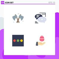 Pack of 4 creative Flat Icons of axe menu chat messages egg Editable Vector Design Elements