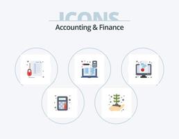 Contabilidad y finanzas paquete de iconos planos 5 diseño de iconos. libro. matemáticas. cerrar con llave. calculadora. seguro vector