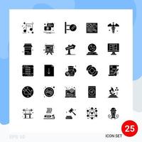 Pack of 25 creative Solid Glyphs of caduceus grid medical design blog Editable Vector Design Elements