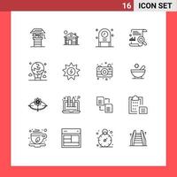 Outline Pack of 16 Universal Symbols of air search celebration file chart Editable Vector Design Elements