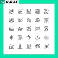 Modern Set of 25 Lines Pictograph of international global create web development Editable Vector Design Elements