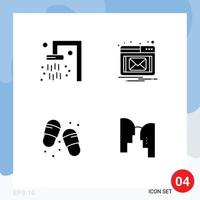 conjunto de 4 iconos de ui modernos símbolos signos para zapatillas de baño correo electrónico cabeza de playa elementos de diseño vectorial editables vector