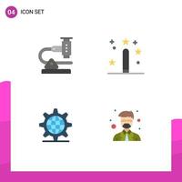 Set of 4 Vector Flat Icons on Grid for chemistry programing microscope design internet Editable Vector Design Elements