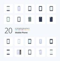 20 Mobile Phone Flat Color icon Pack like mobile phone camera back android vector