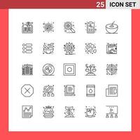 Modern Set of 25 Lines and symbols such as coconut list celebrate hand bill Editable Vector Design Elements