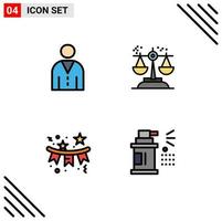 Pictogram Set of 4 Simple Filledline Flat Colors of avatar law people conclusion flag Editable Vector Design Elements