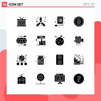 16 Solid Glyph concept for Websites Mobile and Apps dinghy power mouse energy computing Editable Vector Design Elements