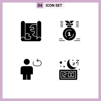 conjunto moderno de glifos y símbolos sólidos, como la posición del punto de avatar de ubicación, elementos de diseño de vectores editables humanos