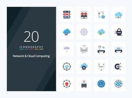 20 Network And Cloud Computing Flat Color icon for presentation vector