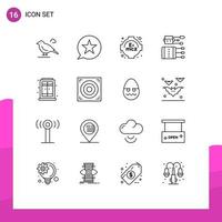 Outline Pack of 16 Universal Symbols of home needles star medicine acupuncture Editable Vector Design Elements