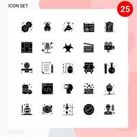 25 Thematic Vector Solid Glyphs and Editable Symbols of lab document grow clipboard development Editable Vector Design Elements