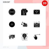 Modern Set of 9 Solid Glyphs and symbols such as construction contact office add easter Editable Vector Design Elements