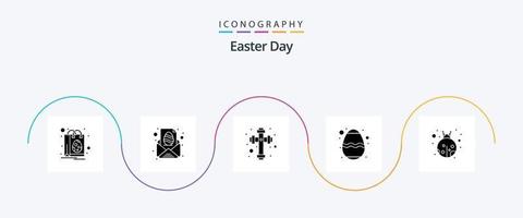 Easter Glyph 5 Icon Pack Including lady bug. festival. paper. food. easter vector