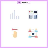 conjunto de 4 paquetes de iconos planos comerciales para conexión gesto flecha compras negocios elementos de diseño vectorial editables vector