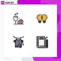 Set of 4 Modern UI Icons Symbols Signs for glass drying drink mechanic jotter Editable Vector Design Elements