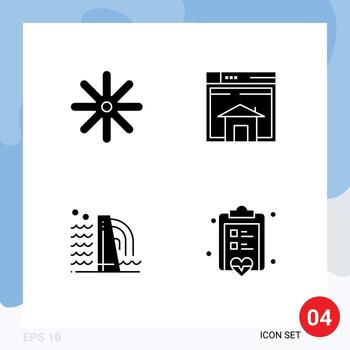 4 concepto de glifo sólido para sitios web móviles y aplicaciones flor edificio hogar diseño fábrica elementos de diseño vectorial editables vector