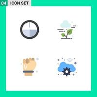 Group of 4 Flat Icons Signs and Symbols for army engineer plant technology cloud Editable Vector Design Elements