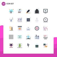 Pictogram Set of 25 Simple Flat Colors of internet real spray estate stationary Editable Vector Design Elements