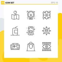 Outline Pack of 9 Universal Symbols of drive search fast food colorful flowers drink coca Editable Vector Design Elements