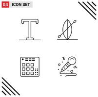 Set of 4 Modern UI Icons Symbols Signs for bold live beach audio mic Editable Vector Design Elements