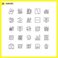 conjunto de 25 iconos modernos de la interfaz de usuario signos de símbolos para elementos de diseño de vectores editables de collage de interfaz de lista de verificación de diseño de biología